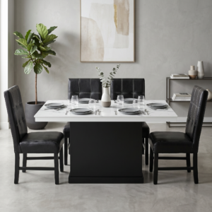 Comedor Rectangular Andromeda Blanco con Vetas Grises