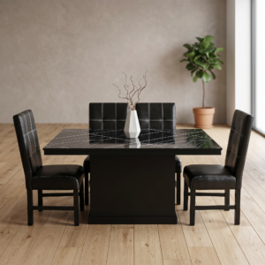 Comedor Rectangular Andromeda Negro con Vetas Blancas